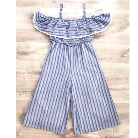 Dee Elly Jumpsuit Fringe Ruffle Popover Stripe - Picture 3 of 8